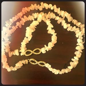 Rose Quartz bracelet and necklace set.